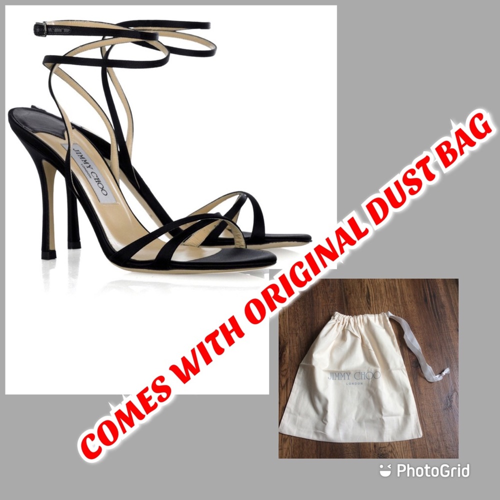 Jimmy Choo Black Strappy Ankle-Tie Sandals